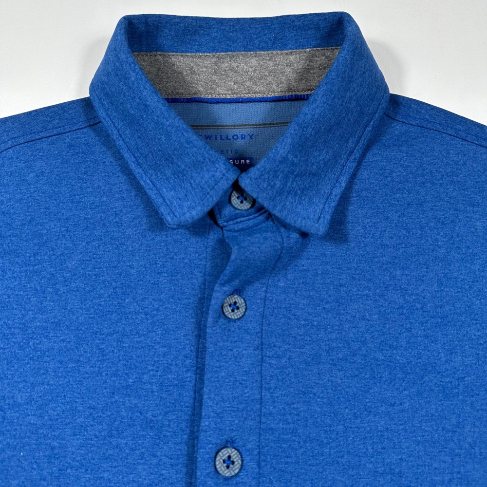 Twillory Athleisure Button Down Mens Small Long Sleeve Performance Blue Shirt
